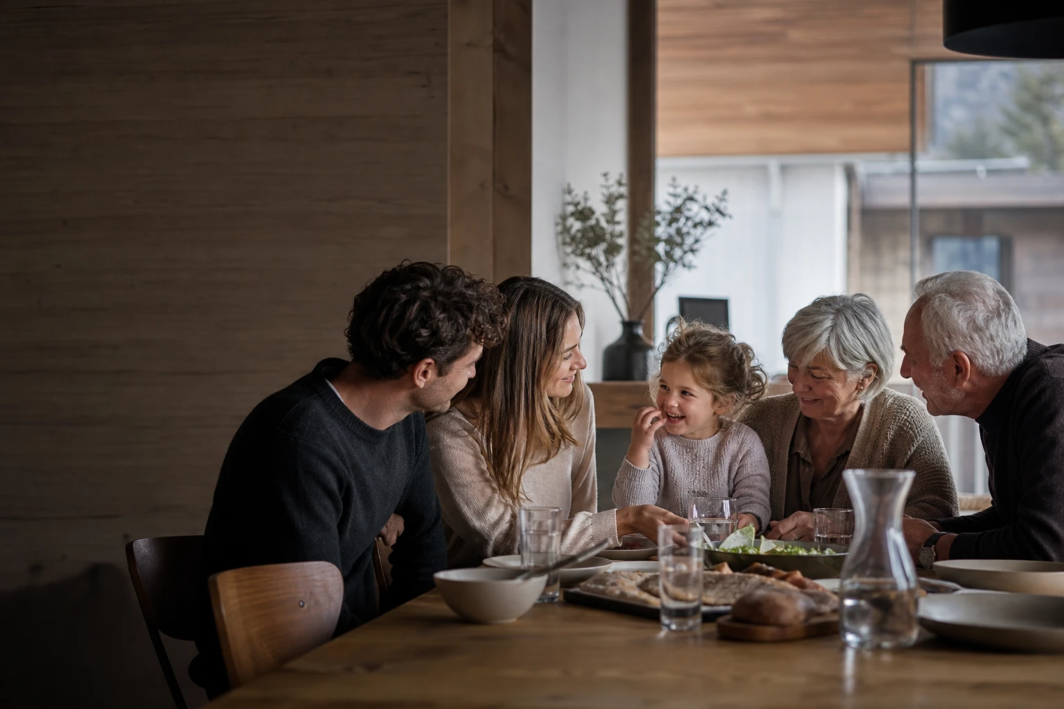 Famille intergénérationnelle réunie